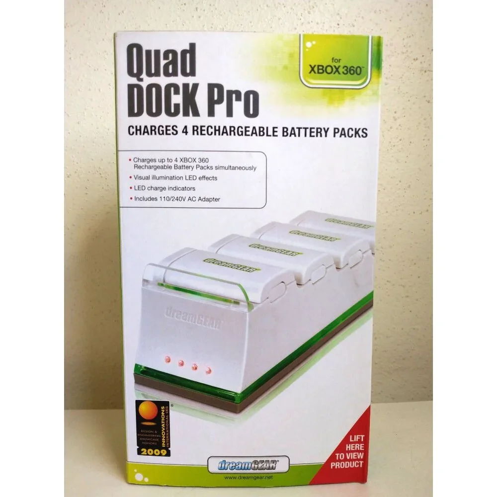 dreamGEAR Xbox 360 Quad Dock Pro - 4 Battery Charger (White)